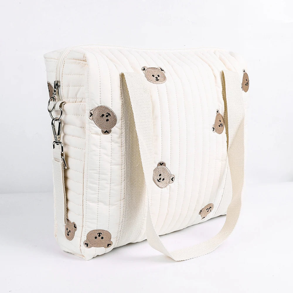 Baby Care Diaper Bags Embroidery Bear Flower Pattern Handbag