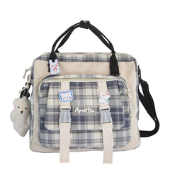 Bear Plush Pin Backpack Japanese School Bag