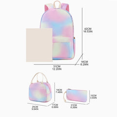 Rainbow Backpack Lunch Tote Pencil Bag School Bag for Teens