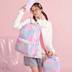 Rainbow Backpack Lunch Tote Pencil Bag School Bag for Teens