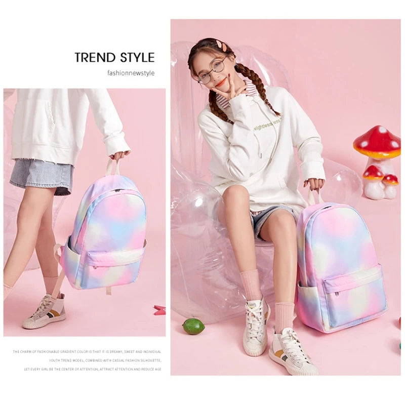 Rainbow Backpack Lunch Tote Pencil Bag School Bag for Teens