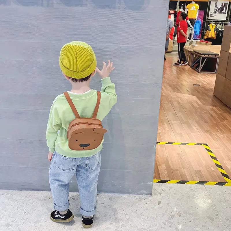 Kids' Bear Ear Sweet School Bag Zipper PU Leather Packbag