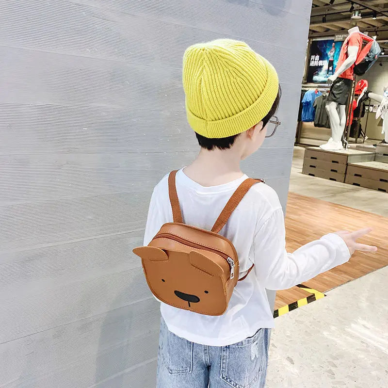 Kids' Bear Ear Sweet School Bag Zipper PU Leather Packbag