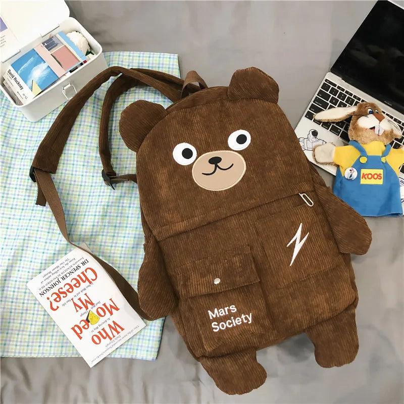 Bear Backpack School Bag Girls College Style Cartoon Large-capacity