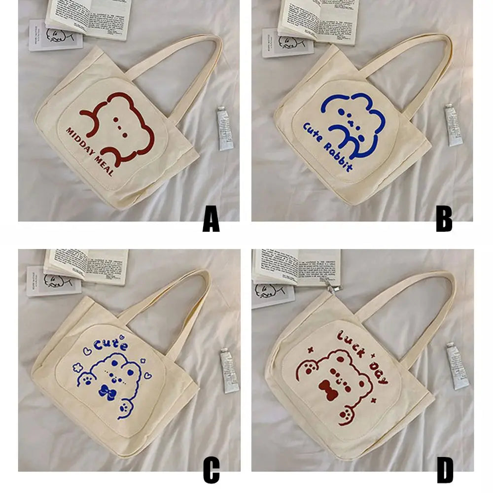 Bear Canvas Messenger Bag Shoulder Bags Crossbody Tote Handbags
