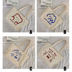 Bear Canvas Messenger Bag Shoulder Bags Crossbody Tote Handbags