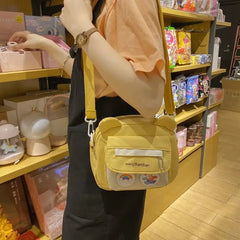 Bear Canvas Shoulder Bag Harajuku Diagonal Messenger Bag for Women