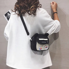 Bear Canvas Shoulder Bag Harajuku Diagonal Messenger Bag for Women