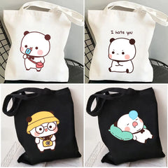 Bear Cat Panda Animal Cartoon Printed Tote Bag Women Harajuku Shopper Handbag