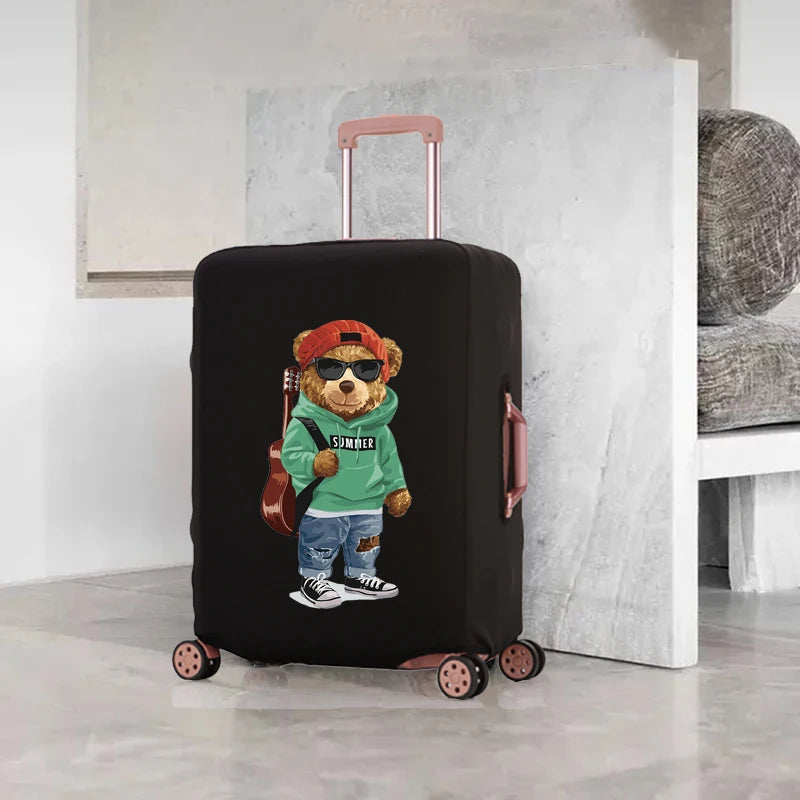 Bear Doll Pattern Luggage Cover Elastic Protective Dust-proof 18-32 Inch Travel