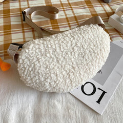 Bear Embroidered Plush Waist Bag Women Soft Warm Fanny Pack