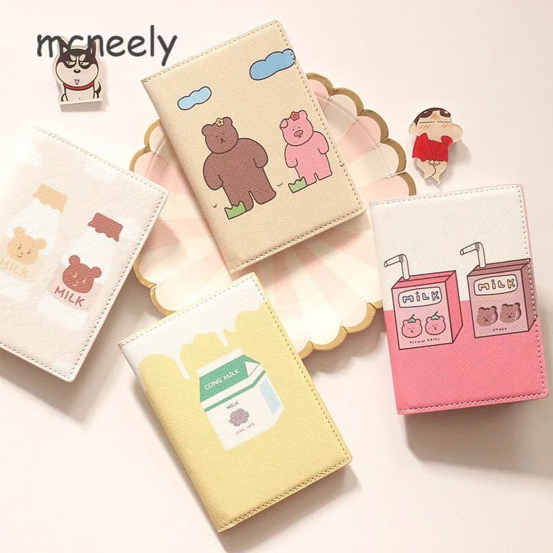 Bear Passport Cover PU Leather Case Travel Wallet