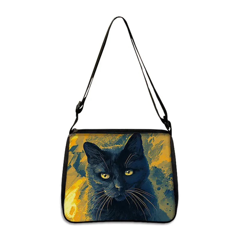 Cat Witch Messenger Bag Canvas Underarm Shoulder Bags Witchcraft S