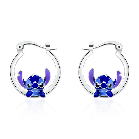 Stitch Hoop Earring Silver Plated Enamel Drop Earrings for Girl Woman