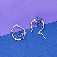 Stitch Hoop Earring Silver Plated Enamel Drop Earrings for Girl Woman