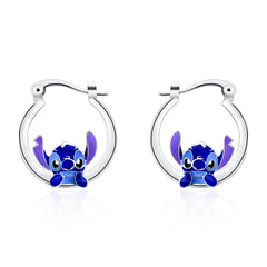 Stitch Hoop Earring Silver Plated Enamel Drop Earrings for Girl Woman