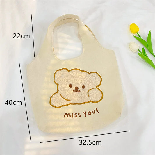 Canvas Bag Student Shoulder Bags Large-Capacity Reusable Shopping Bag