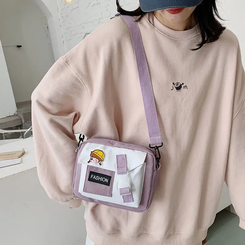 Canvas One-shoulder Small Square Bag Multi-function Mobile Phone Package