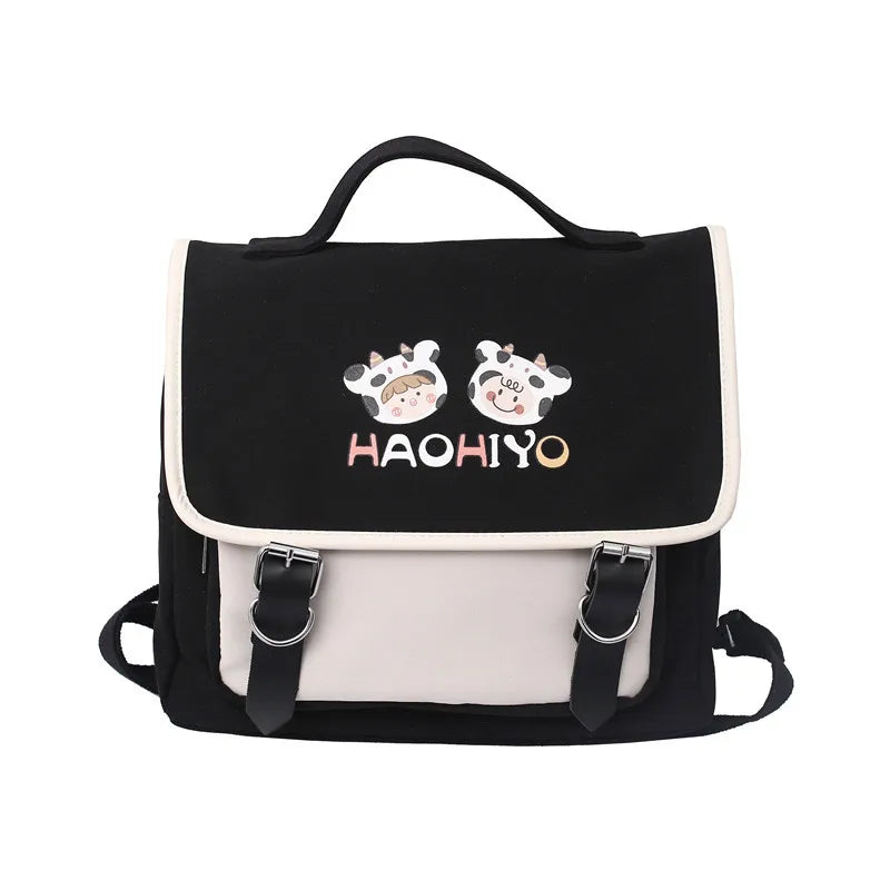 Japanese Harajuku Cow Flip School Bag Large Capacity Shoulder Messenger Bag