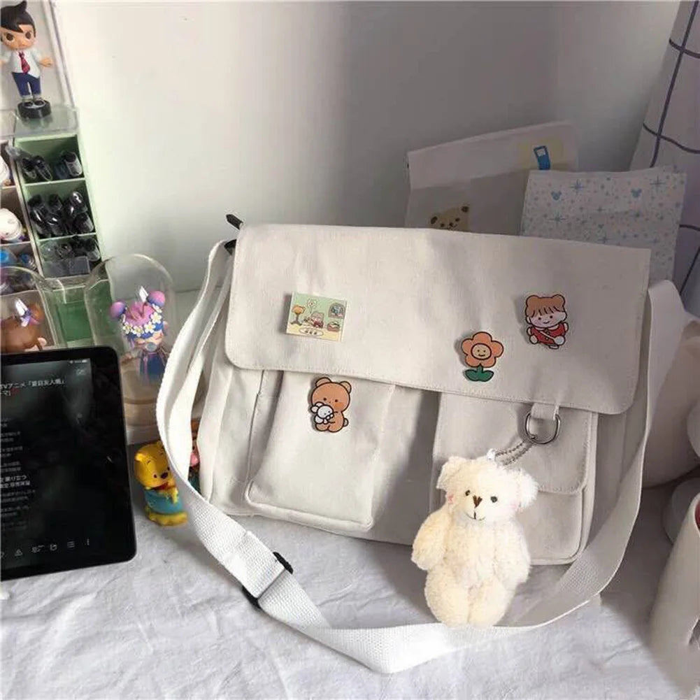 Canvas Women Shoulder Bag Japanese Animals Harajuku Diagonal Bag