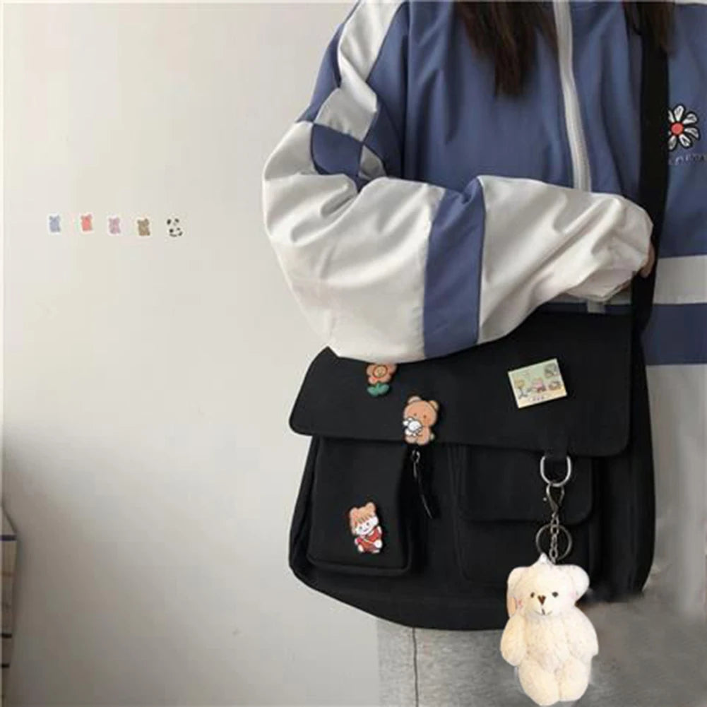 Canvas Women Shoulder Bag Japanese Animals Harajuku Diagonal Bag