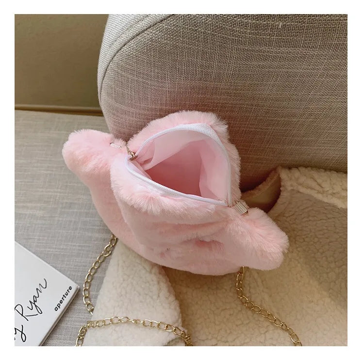 Plush Crossbody Mini Shoulder Bag for Women Lady