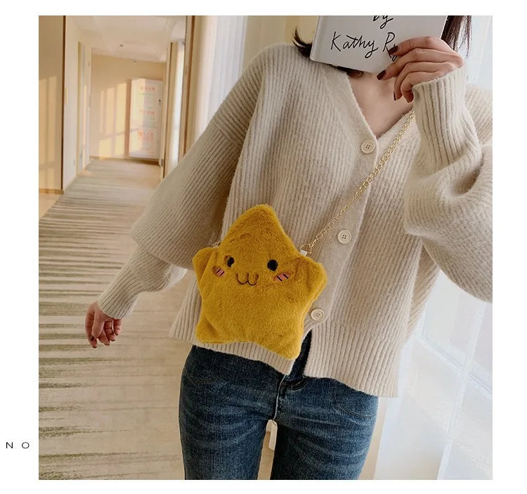 Plush Crossbody Mini Shoulder Bag for Women Lady