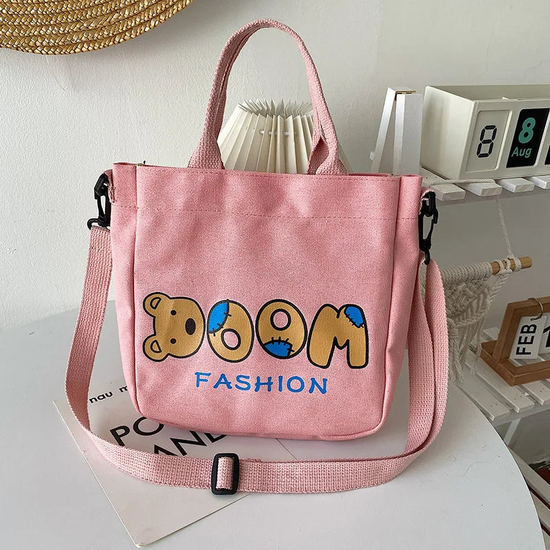 Cartoon Bear Canvas Bag High Capacity Shoulder Bags