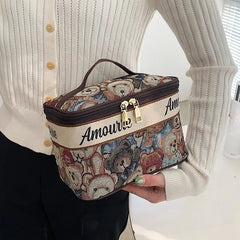 Cartoon Bear Cosmetic Bag Large Capacity Portable Wash Bag Travel Storage Bags