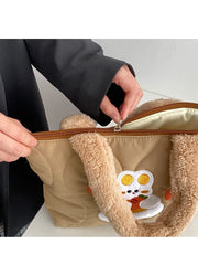 Bear Rabbit Plush Shoulder Strap Handbag Women Winter Soft Tote Bag