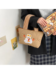 Bear Rabbit Plush Shoulder Strap Handbag Women Winter Soft Tote Bag