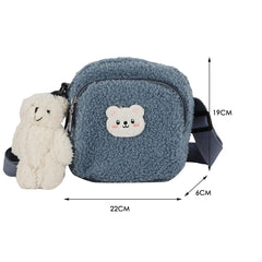 Bear Small Crossbody Bags for Women Plush Messenger Shoulder Bags