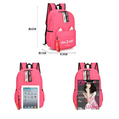 Cartoon Cat Ears School Bag for Teenage Girls Nylon Backpack