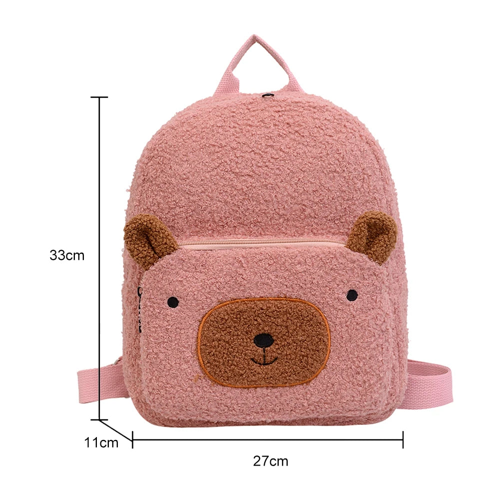 Cartoon Girls Fleece Backpack Parent Child School Bags Rucksack