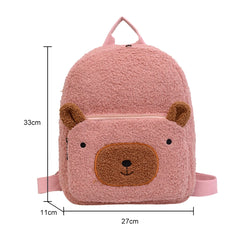 Cartoon Girls Fleece Backpack Parent Child School Bags Rucksack
