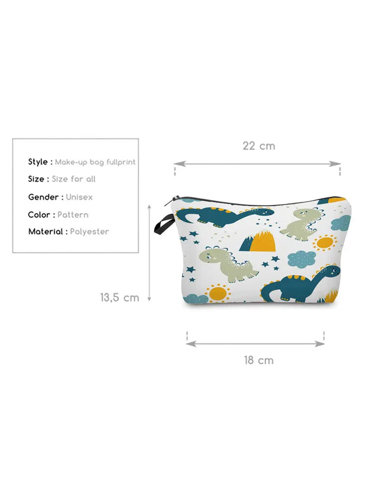Dinosaur Printed Makeup Bag Cosmetics Organizer Mini Storage Bags