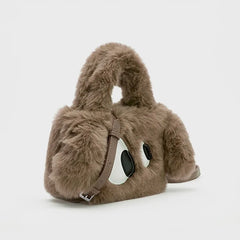 Cartoon Eyes Women Clutch Purse Handbags Winter Ladies Plush Tote Shoulder Bag