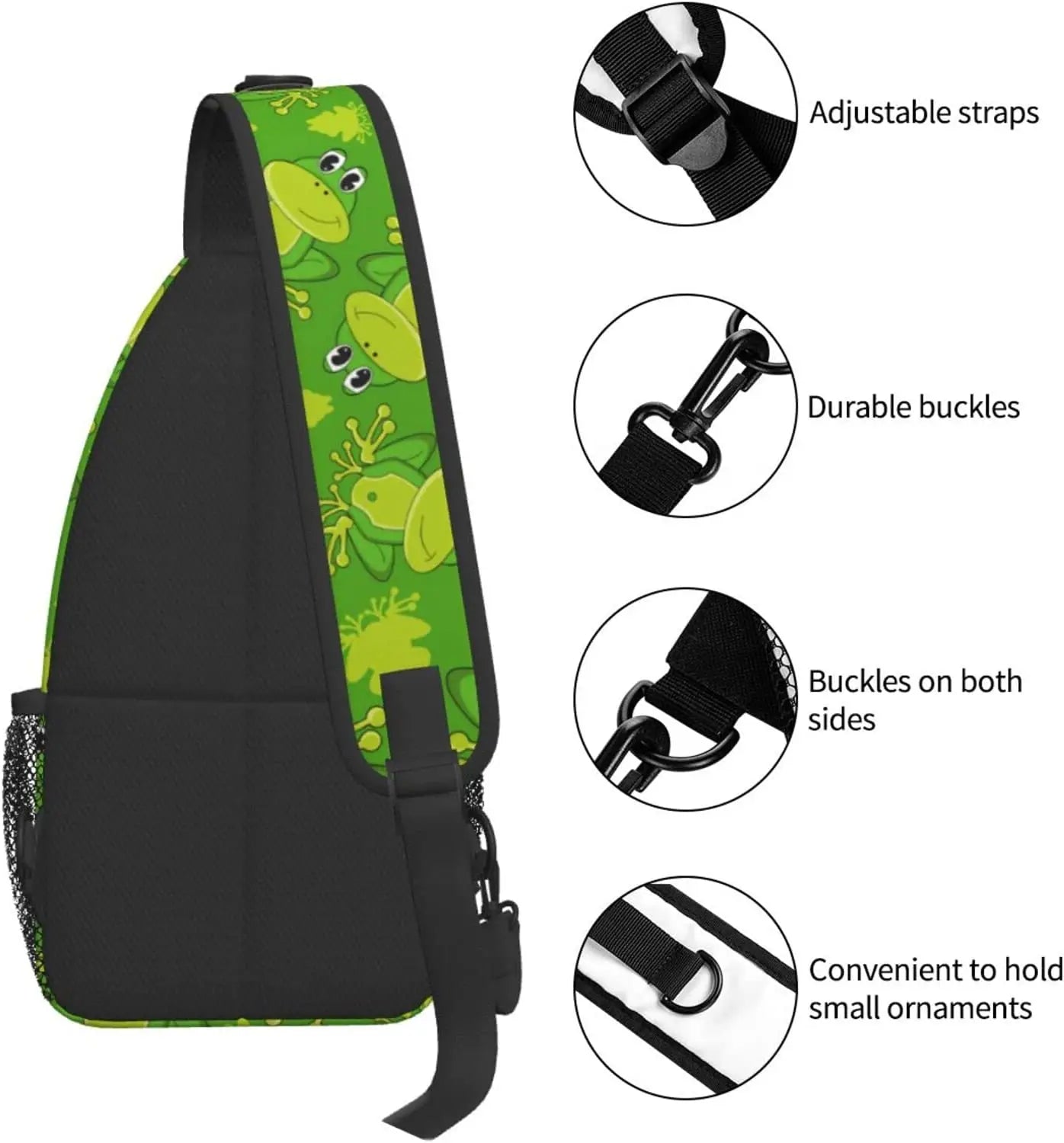 Cartoon Frog Pattern Sling Bag Animal Print Crossbody Shoulder Bags