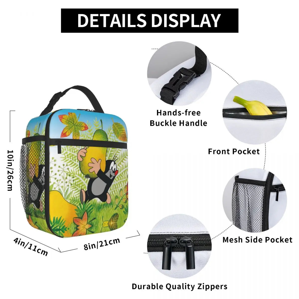 Cartoon Mole Insulated Lunch Bag Leakproof Krtek Maulwurf