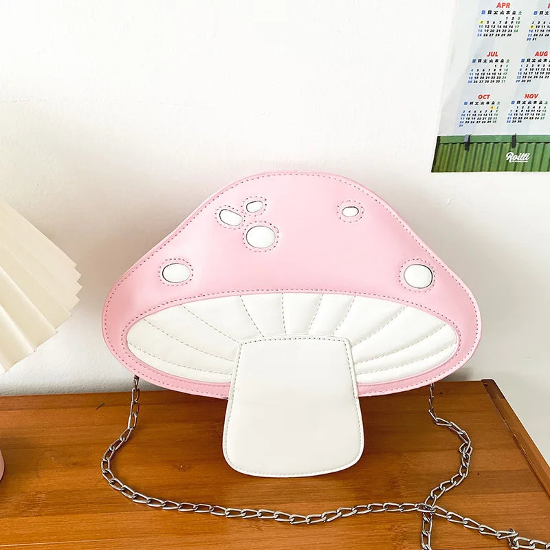 Cartoon Mushroom Chain Shoulder Bag for Women