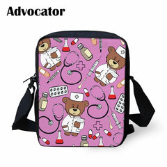 Nurse Bear Pattern Small Schoolbags Crossbody Book Bag Kids Shoulder Bag