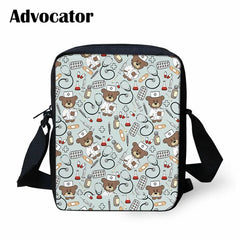 Nurse Bear Pattern Small Schoolbags Crossbody Book Bag Kids Shoulder Bag
