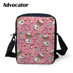 Nurse Bear Pattern Small Schoolbags Crossbody Book Bag Kids Shoulder Bag