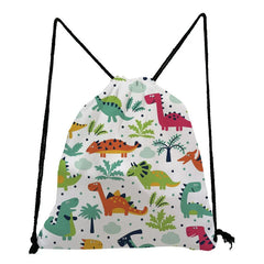 Dinosaur Printed Drawstring Bag Travel Backpack Men Women