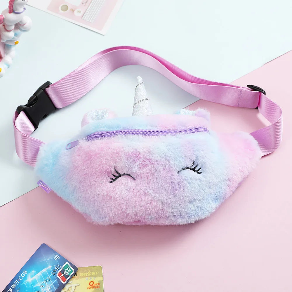 Cartoon Unicorn Plush Waist Bag Girls Shoulder Bag