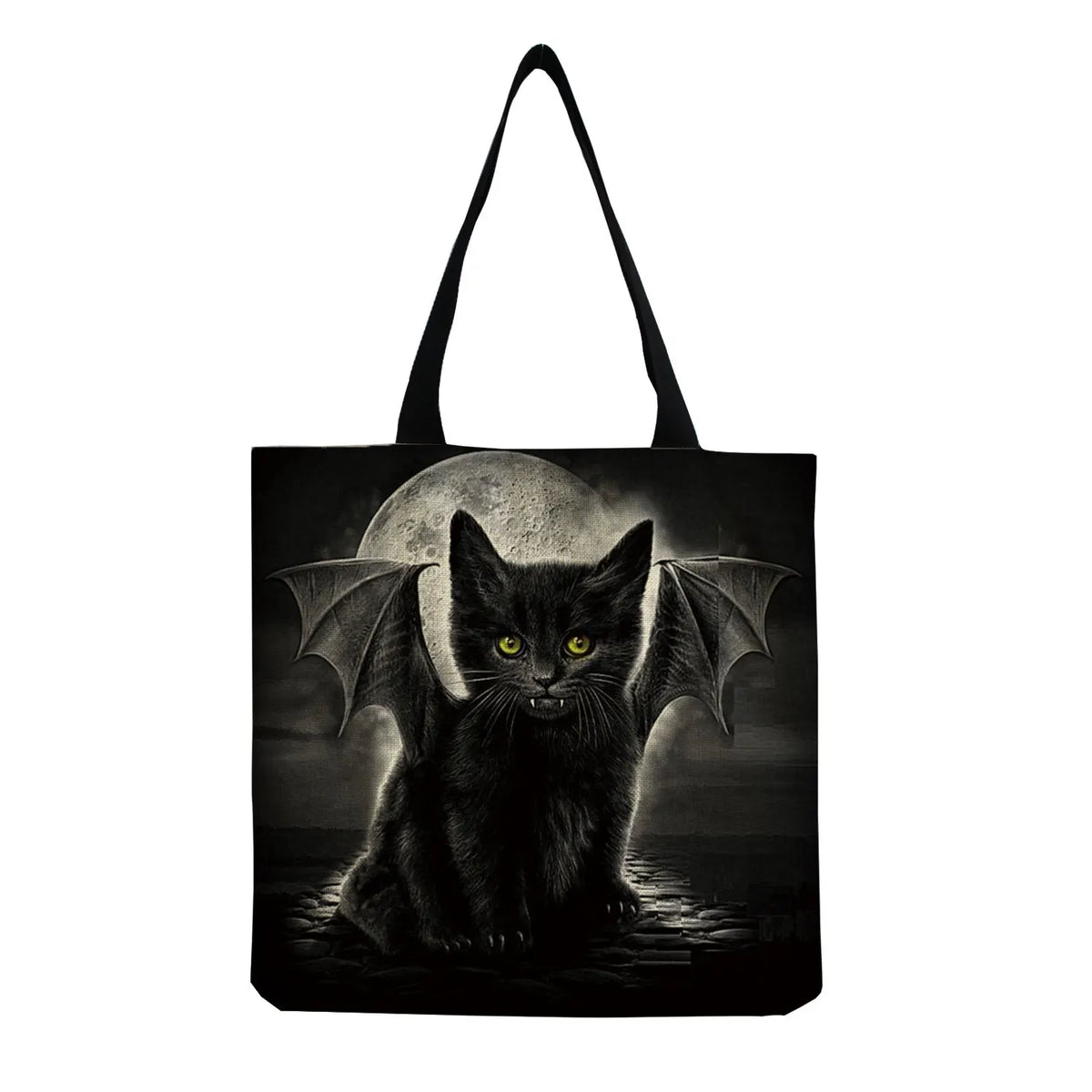 Cat Cartoon Animal Print Handbag High Capacity Portable Shopper Bag