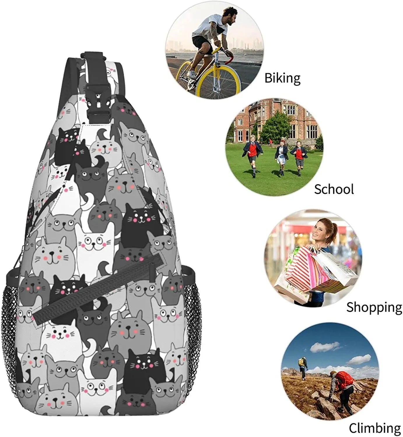 Waterproof Cat Sling Bag for Hiking Travel