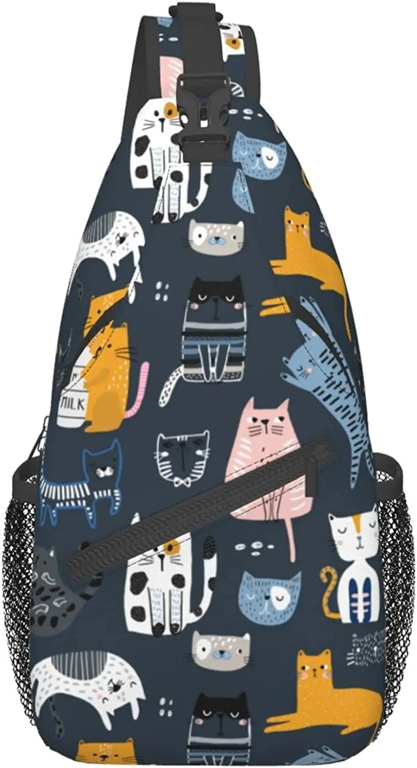 Cat Sling Bag Travel Crossbody Backpack Shoulder Pack Chest Hiking Daypack