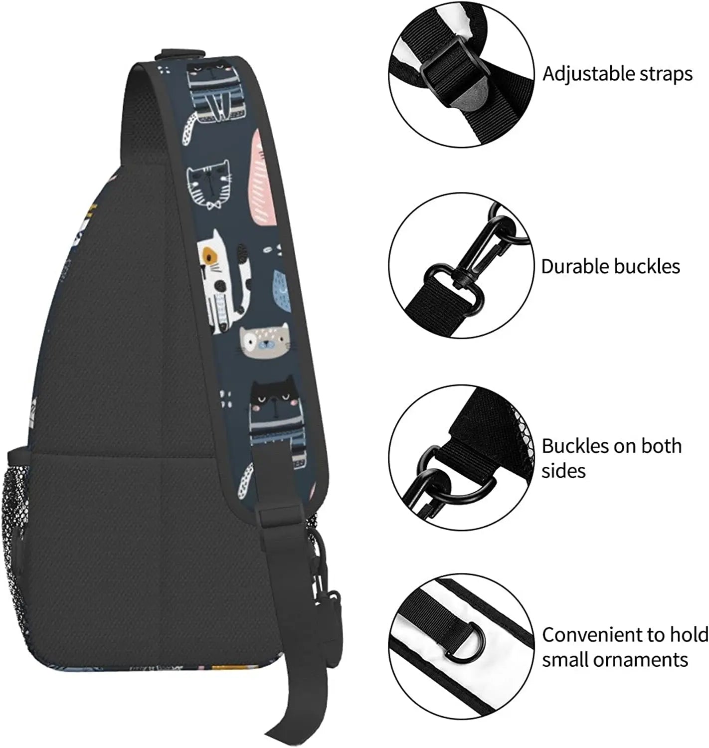 Cat Sling Bag Travel Crossbody Backpack Shoulder Pack Chest Hiking Daypack