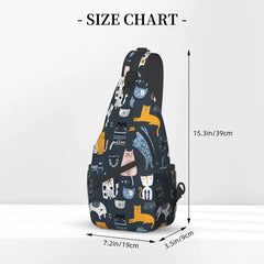Cat Sling Bag Travel Crossbody Backpack Shoulder Pack Chest Hiking Daypack